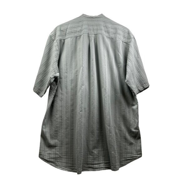 John P. Men's Sage Textured Cotton Band Collar Button-Up Shirt | Made in Greece‎ - Picture 2 of 6